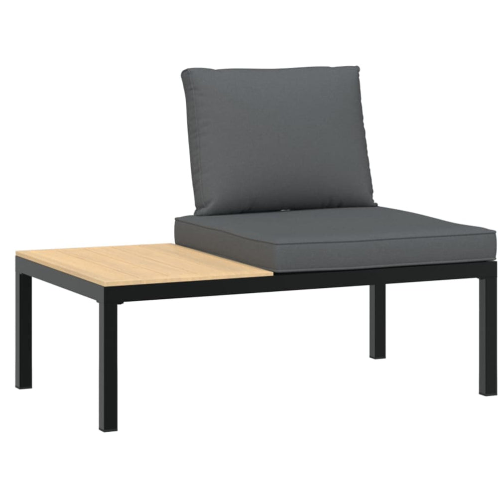 Bancă De Grădină Cu Perne, Negru, Aluminiu