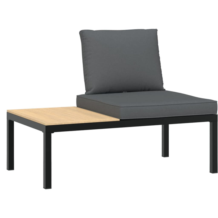 Bancă De Grădină Cu Perne, Negru, Aluminiu