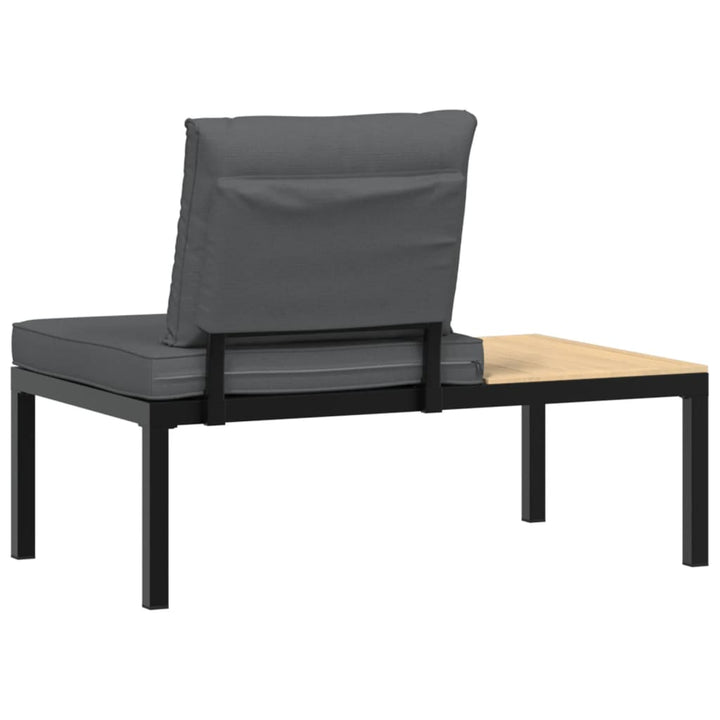 Bancă De Grădină Cu Perne, Negru, Aluminiu