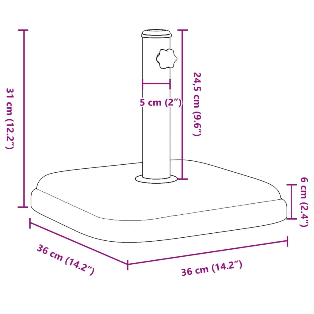 Suport Umbrelă Pentru Stâlpi Ø32/35/38 Mm, 11 Kg, Pătrat