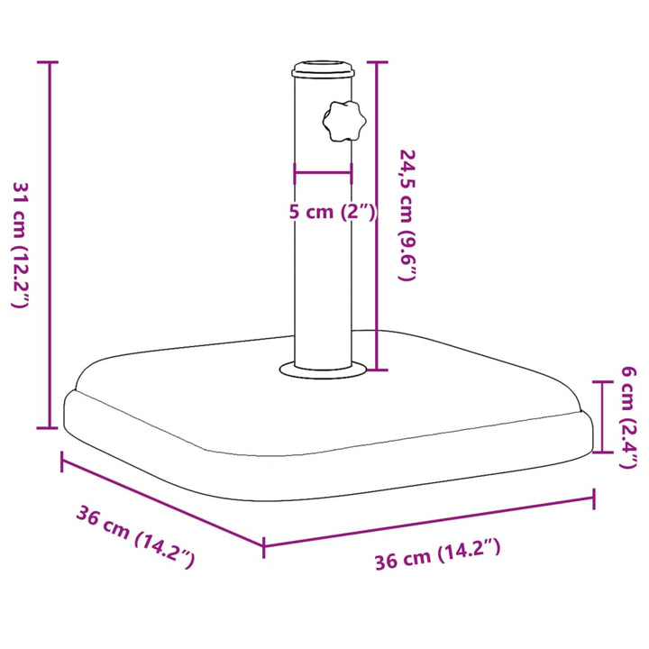 Suport Umbrelă Pentru Stâlpi Ø32/35/38 Mm, 11 Kg, Pătrat