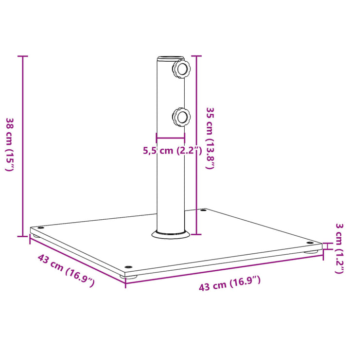 Suport Umbrelă Pentru Stâlpi Ø32/38/48 Mm, 17 Kg, Pătrat