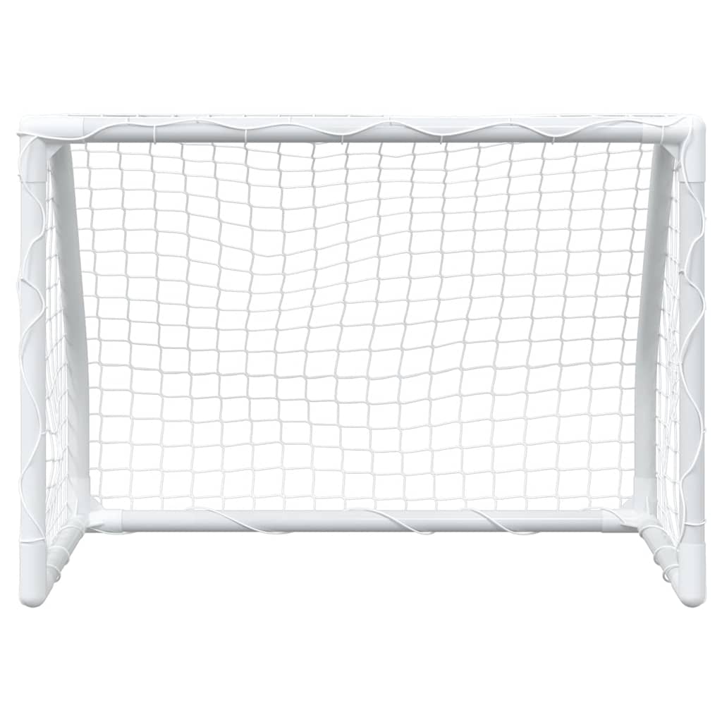 Porți De Fotbal De Copii 2 Buc., Cu Minge Alb 64X35X48 Cm Metal