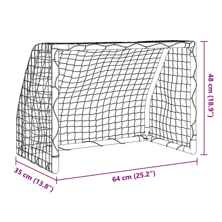 Porți De Fotbal De Copii 2 Buc., Cu Minge Alb 64X35X48 Cm Metal