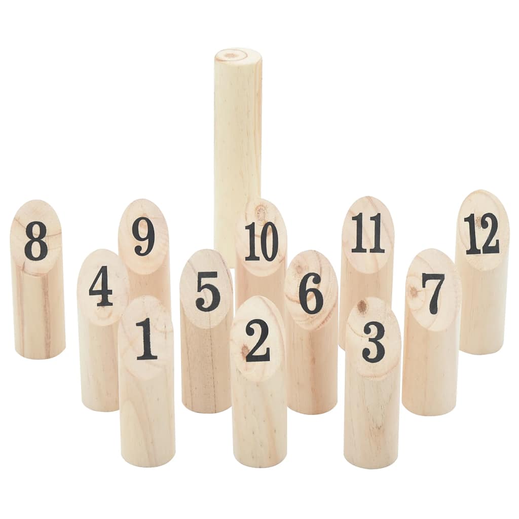 Kubb Set Jocuri Cu Numere 13 Piese Geantă De Transport Lemn Masiv Pin
