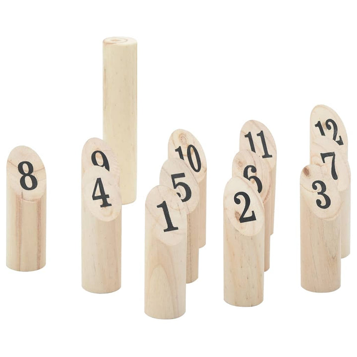 Kubb Set Jocuri Cu Numere 13 Piese Geantă De Transport Lemn Masiv Pin