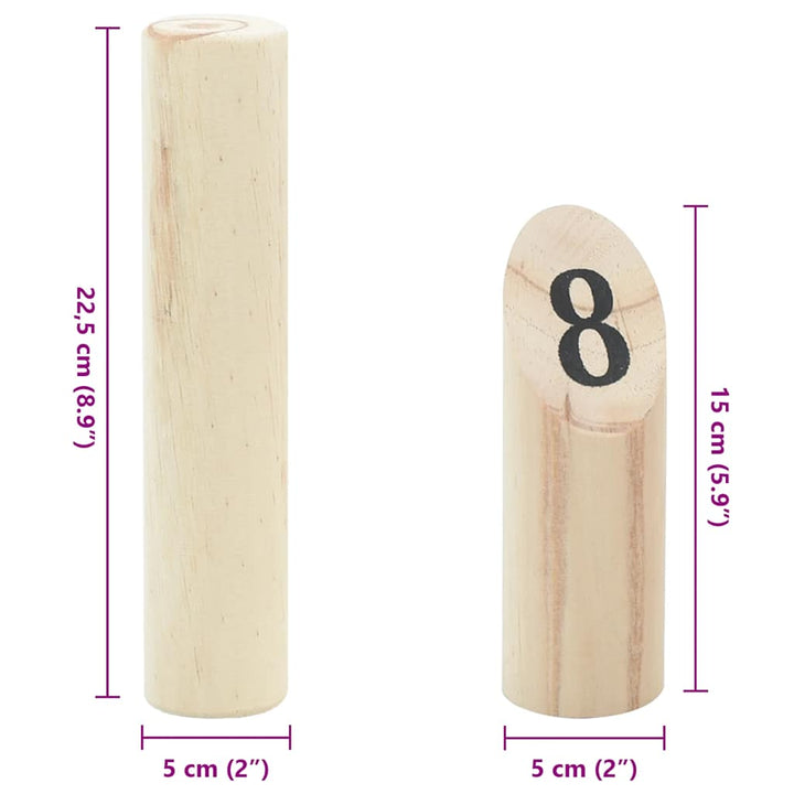 Kubb Set Jocuri Cu Numere 13 Piese Geantă De Transport Lemn Masiv Pin