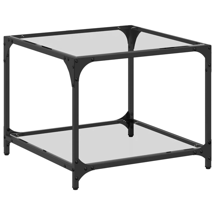 Măsuță De Cafea, Blat Din Sticlă Negră, , Oțel