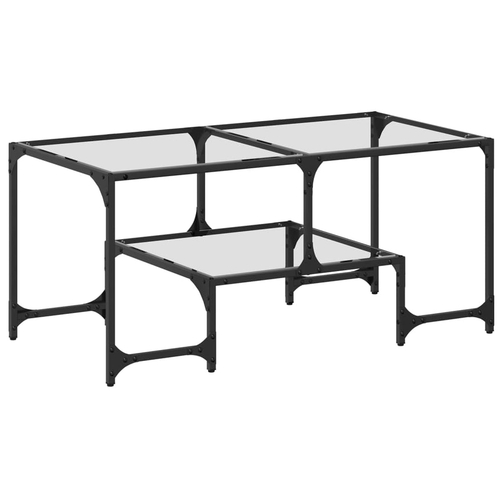 Măsuță De Cafea Cu Blat Sticlă Ă 98,5X50X45 Cm Oțel