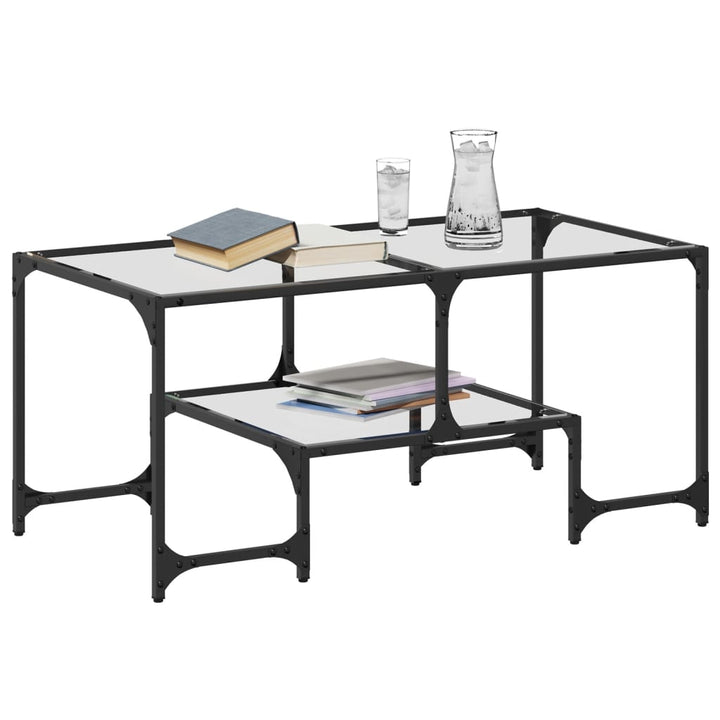 Măsuță De Cafea Cu Blat Sticlă Ă 98,5X50X45 Cm Oțel