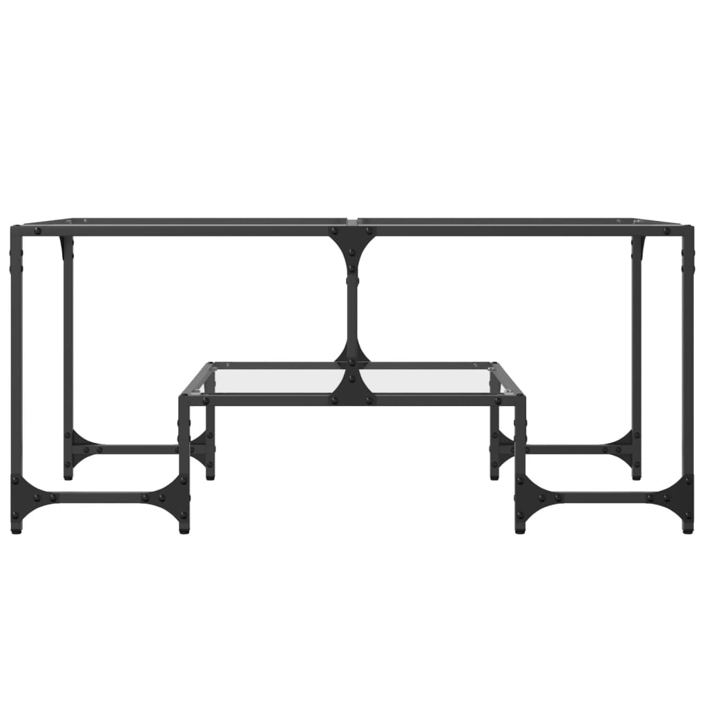 Măsuță De Cafea Cu Blat Sticlă Ă 98,5X50X45 Cm Oțel