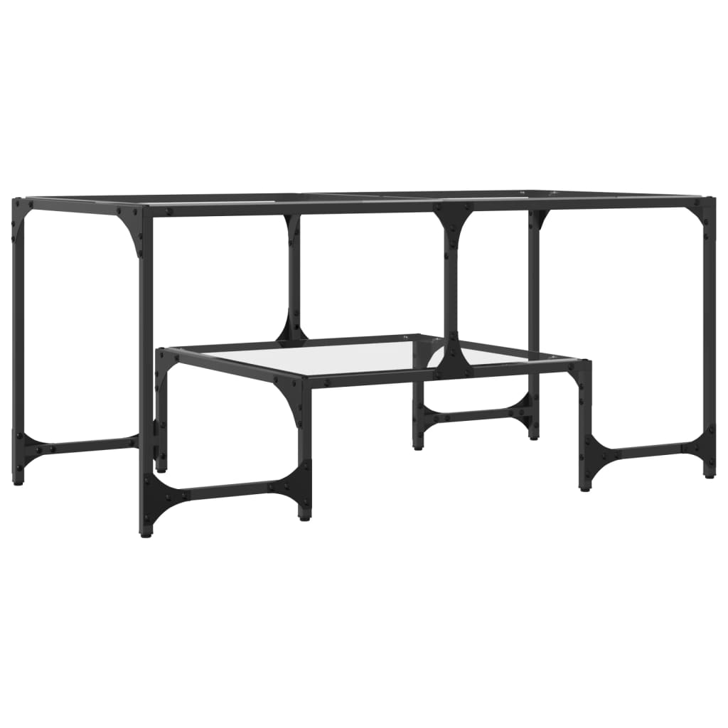 Măsuță De Cafea Cu Blat Sticlă Ă 98,5X50X45 Cm Oțel