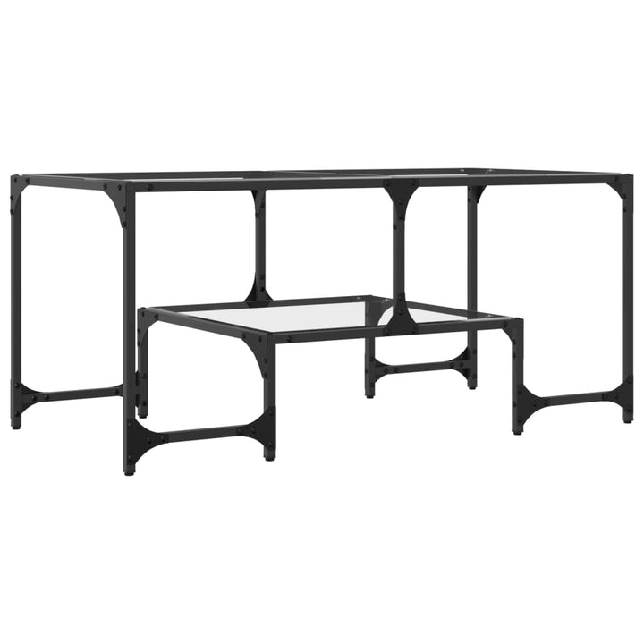 Măsuță De Cafea Cu Blat Sticlă Ă 98,5X50X45 Cm Oțel
