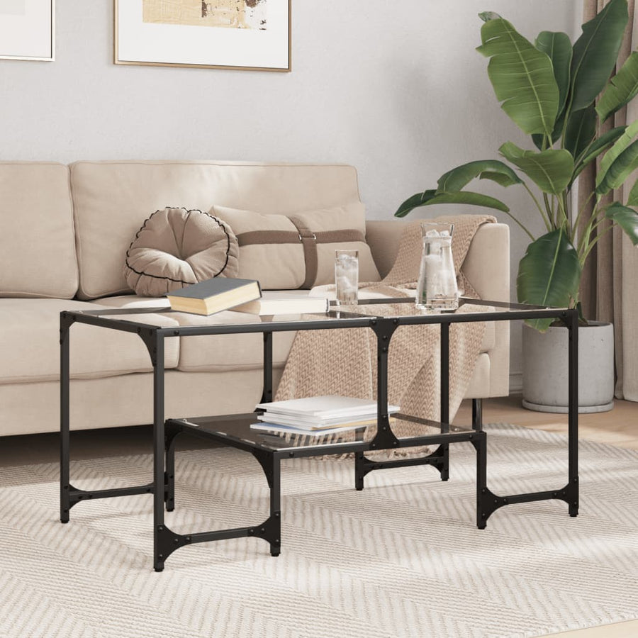 Măsuță De Cafea Cu Blat Sticlă Ă 98,5X50X45 Cm Oțel