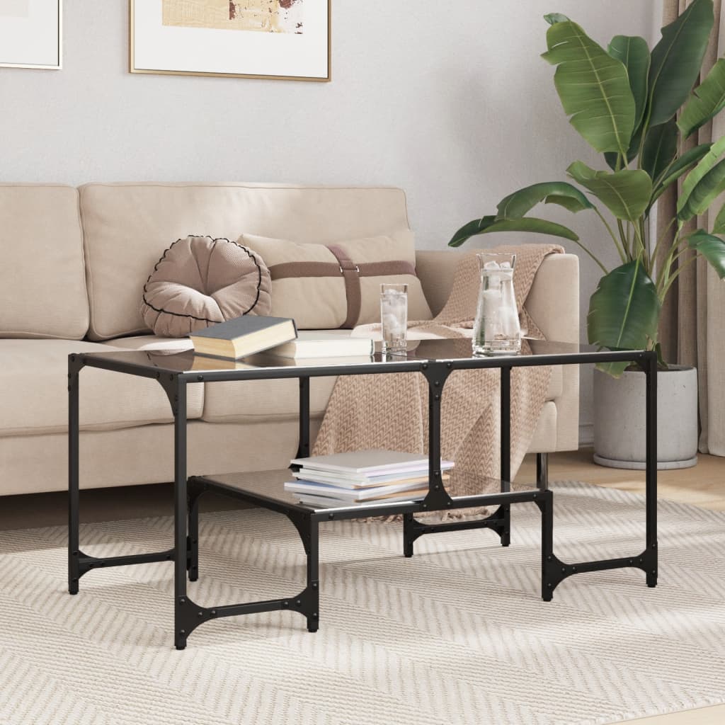 Măsuță De Cafea Cu Blat Sticlă Ă 98,5X50X45 Cm Oțel