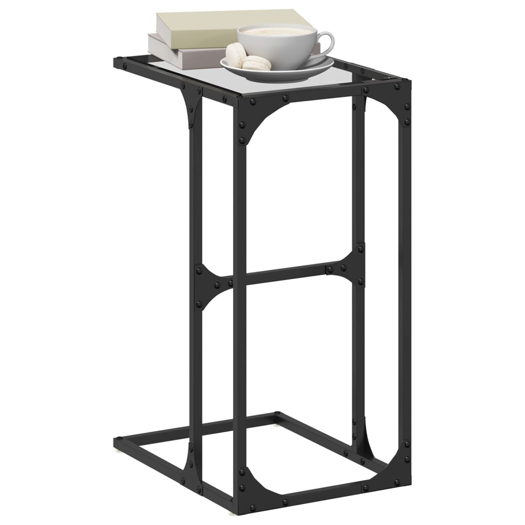 Măsuță Laterală Blat Din Sticlă Ă 40X30X61,5 Cm Oțel
