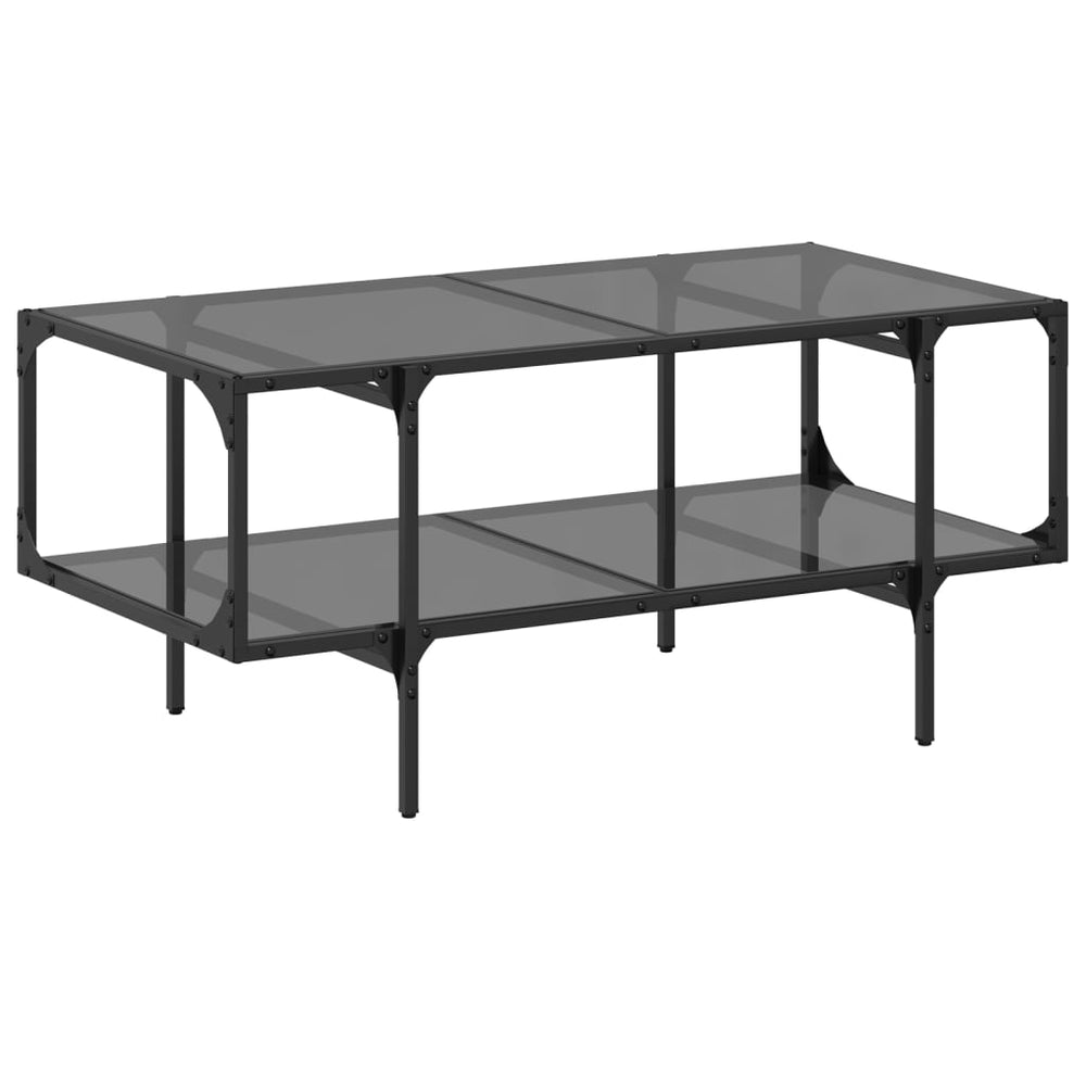 Măsuță De Cafea Cu Blat Din Sticlă Neagră 98,5X50X45 Cm Oțel
