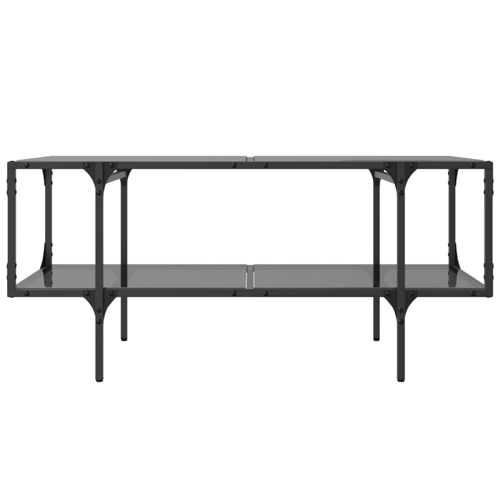 Măsuță De Cafea Cu Blat Din Sticlă Neagră 98,5X50X45 Cm Oțel