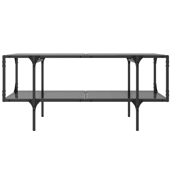 Măsuță De Cafea Cu Blat Din Sticlă Neagră 98,5X50X45 Cm Oțel