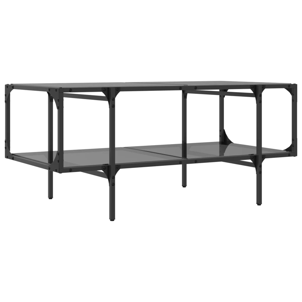 Măsuță De Cafea Cu Blat Din Sticlă Neagră 98,5X50X45 Cm Oțel