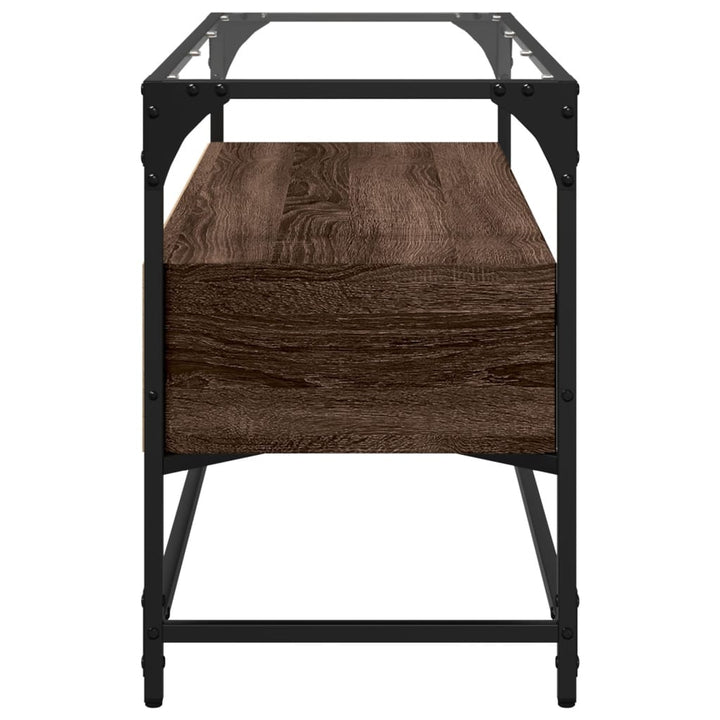 Dulap Tv Blat Sticlă, Stejar Maro, 98X35X51 Cm Lemn Prelucrat