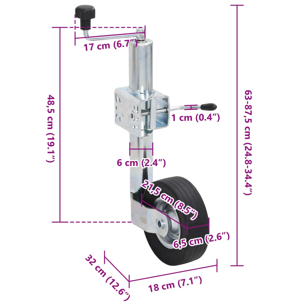 Roată Manevră De Remorcă, Clemă Despicată 60 Mm Oțel Galvanizat