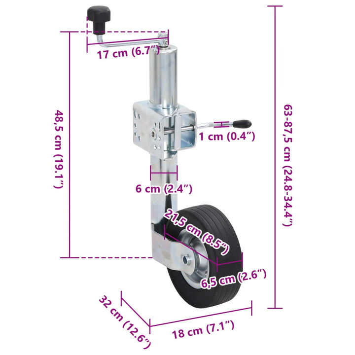 Roată Manevră De Remorcă, Clemă Despicată 60 Mm Oțel Galvanizat
