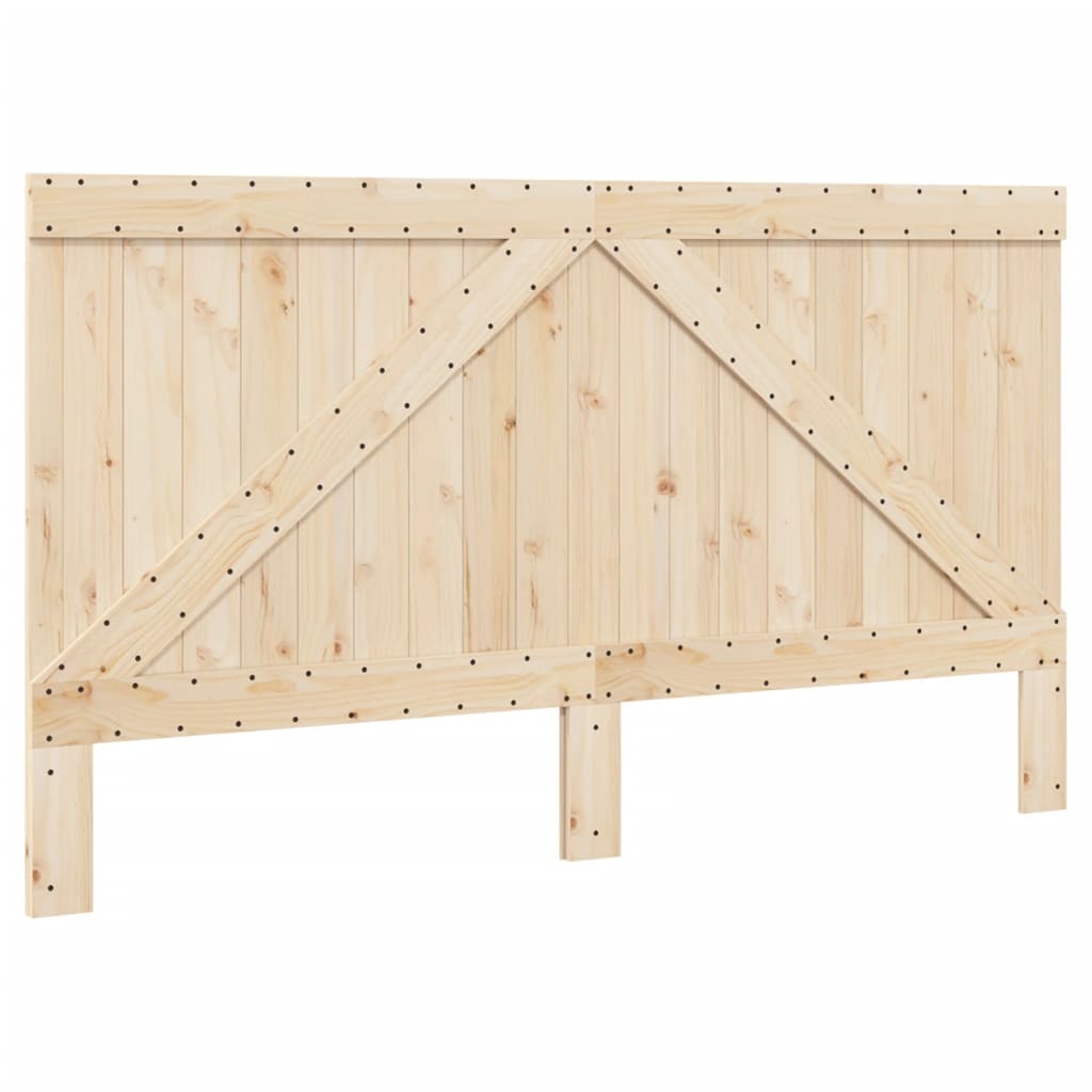 Cadru Pat Cu Tăblie 200X200 Cm, Gri, Lemn Masiv De Pin