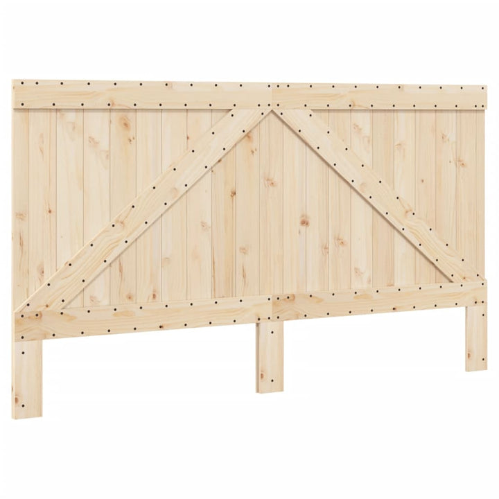 Cadru Pat Cu Tăblie 200X200 Cm, Gri, Lemn Masiv De Pin