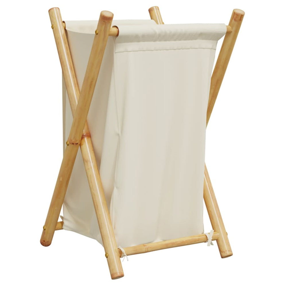 Coș De Rufe, Alb Crem, 41,5X36X63,5 Cm, Bambus