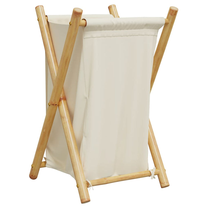 Coș De Rufe, Alb Crem, 41,5X36X63,5 Cm, Bambus