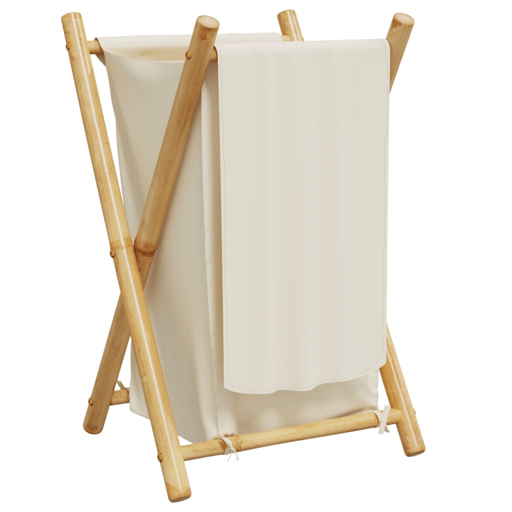 Coș De Rufe, Alb Crem, 41,5X36X63,5 Cm, Bambus