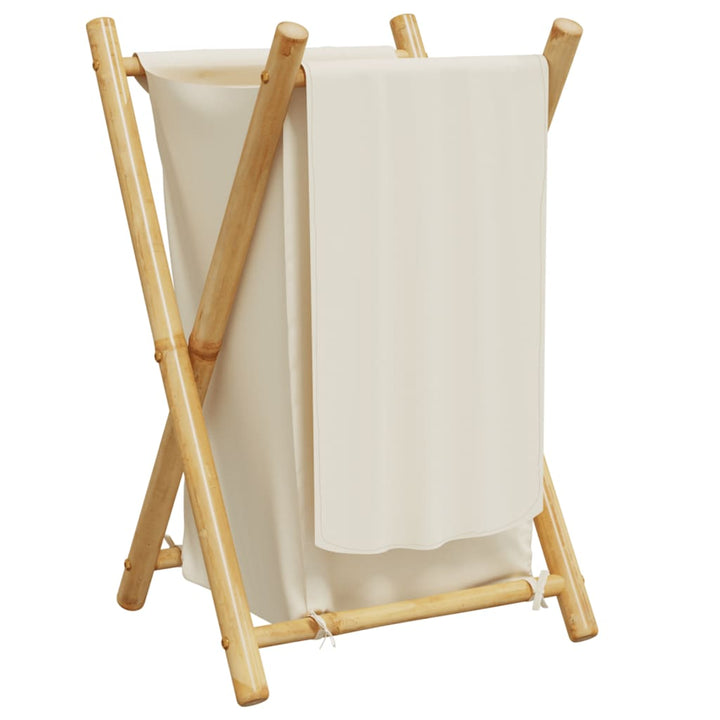 Coș De Rufe, Alb Crem, 41,5X36X63,5 Cm, Bambus