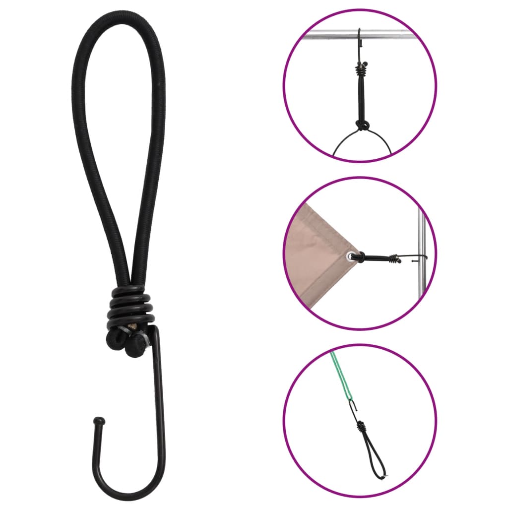 Funie Elastică Cu Cârlige, 50 Buc., 17 Cm