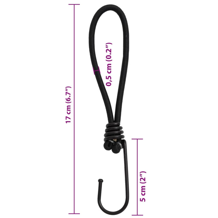 Funie Elastică Cu Cârlige, 50 Buc., 17 Cm