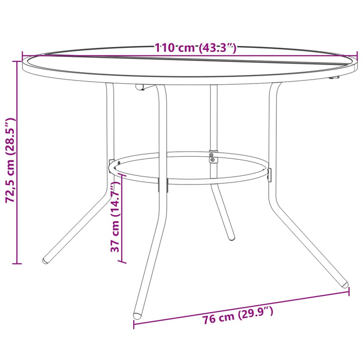Masă Terasă Rotundă, Antracit Ø110X72,5 Cm Oțel Vopsit Electro.
