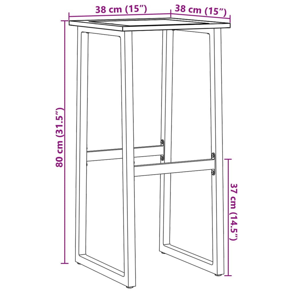 Scaune Bar, 2 Buc. Negru 38X38X80 Cm Oțel Vopsit Electrostatic