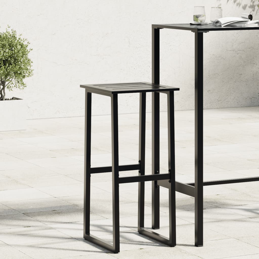 Scaune Bar, 2 Buc. Negru 38X38X80 Cm Oțel Vopsit Electrostatic