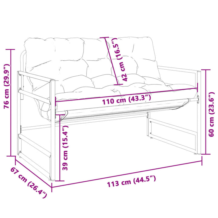 Bancă De Grădină Cu Pernă, Taupe, 113 Cm, Oțel