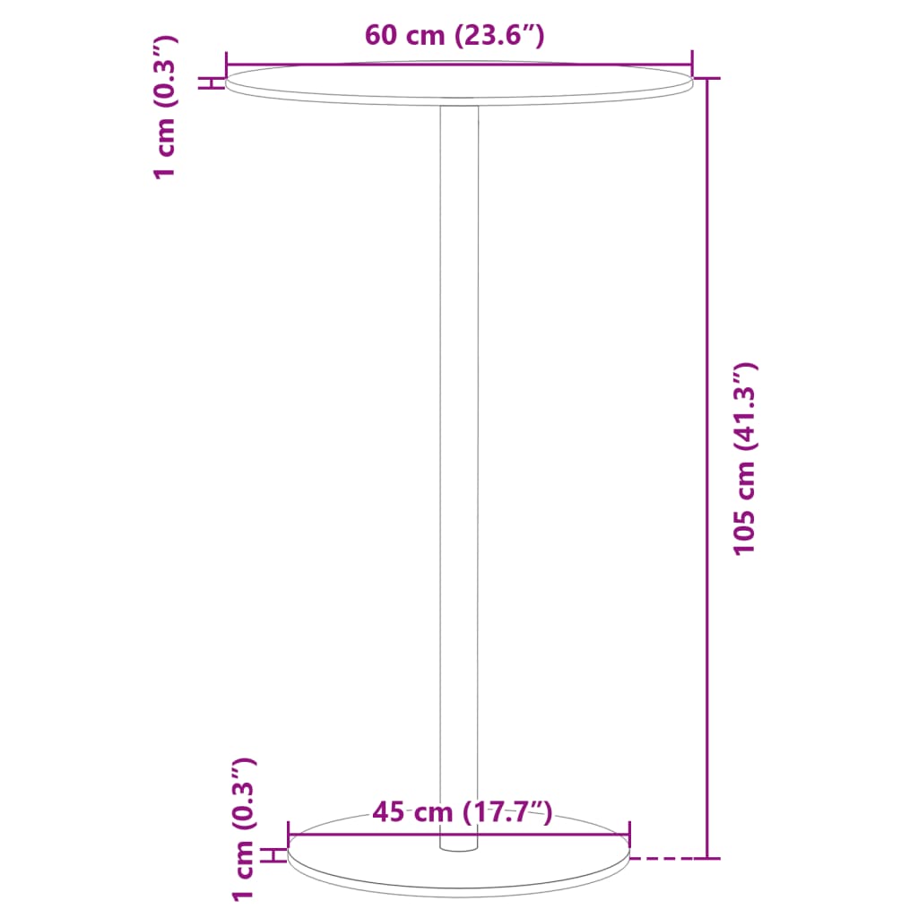 Masă De Grădină Rotundă, Negru, Ø60X105 Cm, Oțel