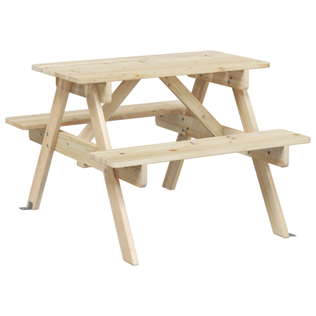 Masă De Picnic Pentru 4 Copii, Cu Umbrelă, Lemn Masiv Brad