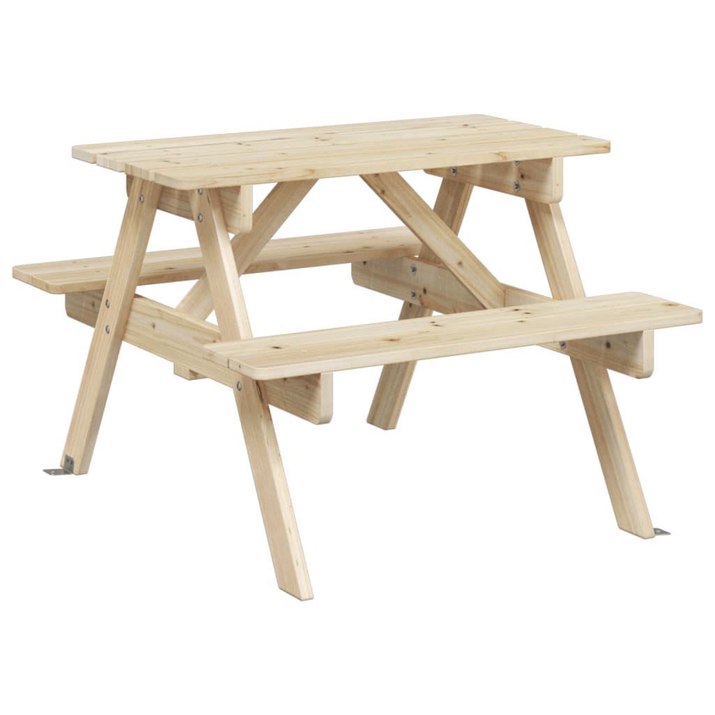 Masă De Picnic Pentru 4 Copii, Cu Umbrelă, Lemn Masiv Brad