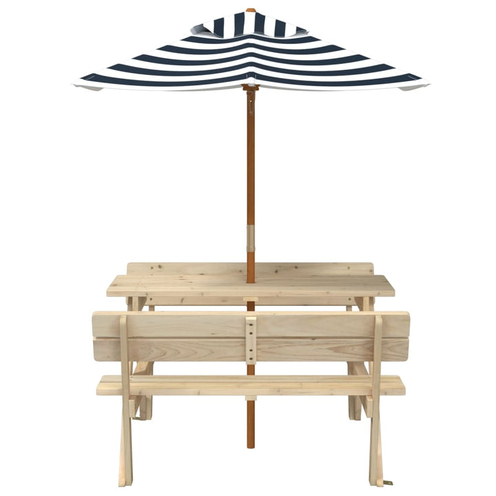 Masă De Picnic Pentru 4 Copii, Cu Umbrelă, Lemn Masiv Brad