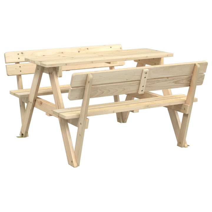 Masă De Picnic Pentru 4 Copii, Cu Umbrelă, Lemn Masiv Brad