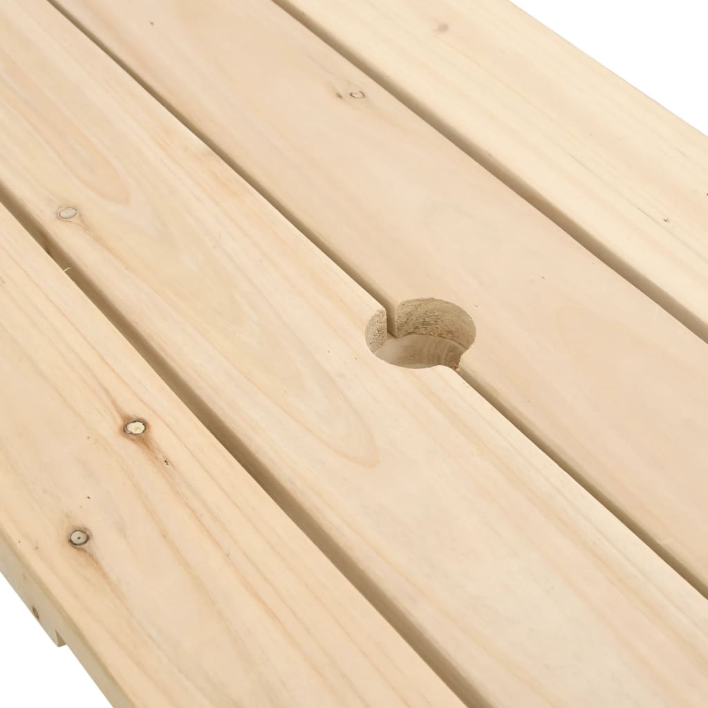 Masă De Picnic Pentru 4 Copii, Cu Umbrelă, Lemn Masiv Brad