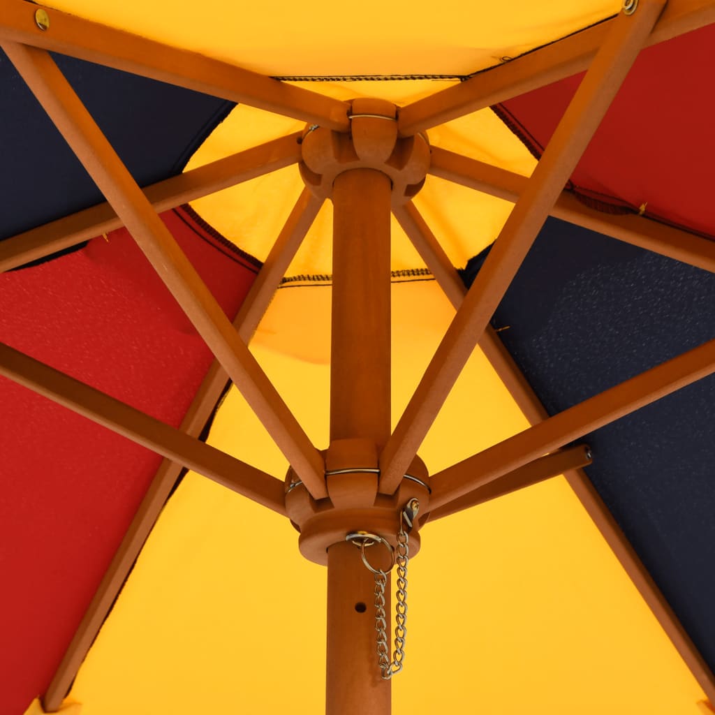 Masă Picnic Pentru 4 Copii Cu Umbrelă, Rotundă, Lemn Masiv Brad