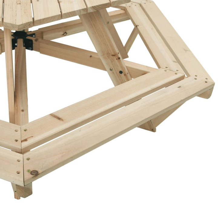 Masă Picnic Pentru 6 Copii Cu Umbrelă, Hexagon, Lemn Masiv Brad