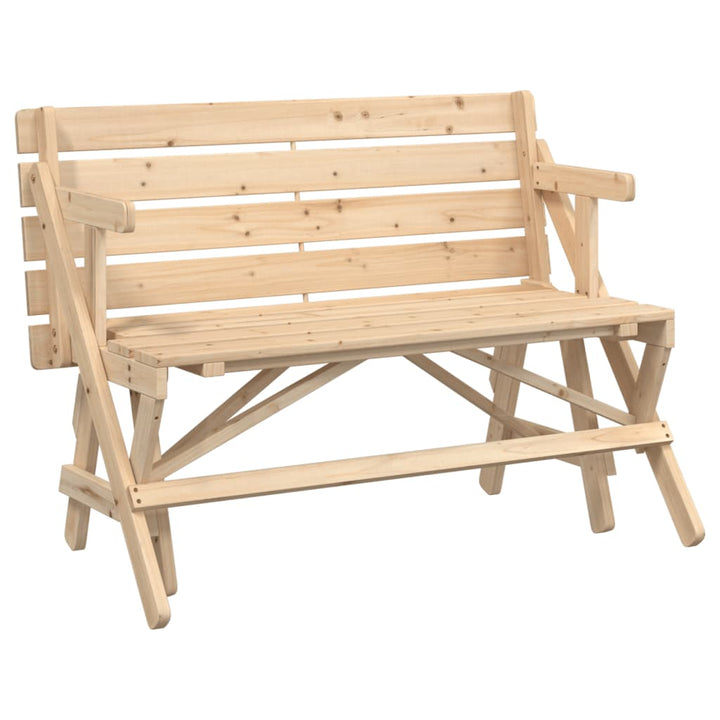 Masă De Picnic Cu Bănci, Lemn Masiv Brad, Convertibilă 2 În 1