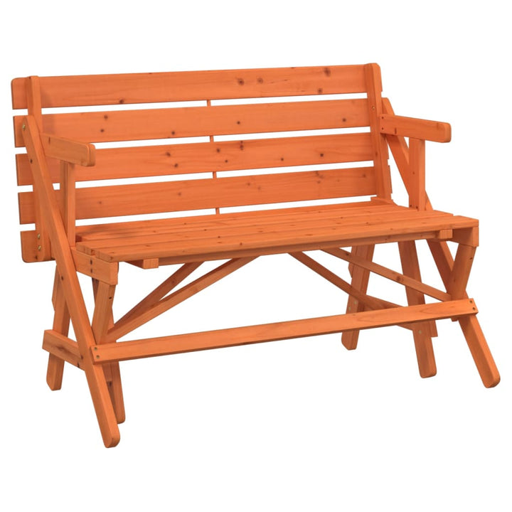 Masă De Picnic Cu Bănci, Lemn Masiv Brad, Convertibilă 2 În 1