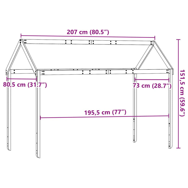 Acoperiș Pat De Copii , 207X80,5X151,5 Cm, Lemn Masiv De Pin